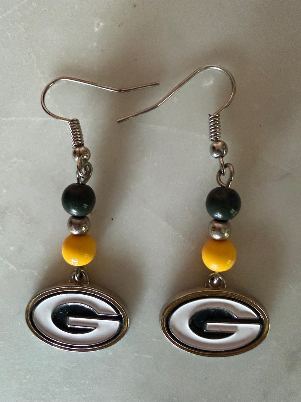 Green Bay Packers Football Team Dangle Earrings